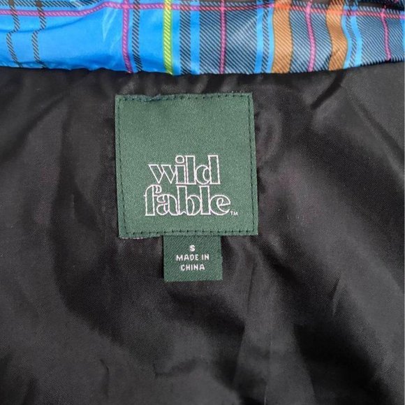 Wild Fable Blue Plaid 70s Style Retro Puffer Jacke - Picture 8 of 8